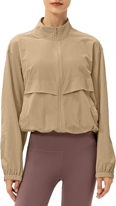 Women's Lightweight Zip Up Athletic Jacket Stand Collar Windproof Sun Protection Workout Outdoor Jacket | Amazon (US)