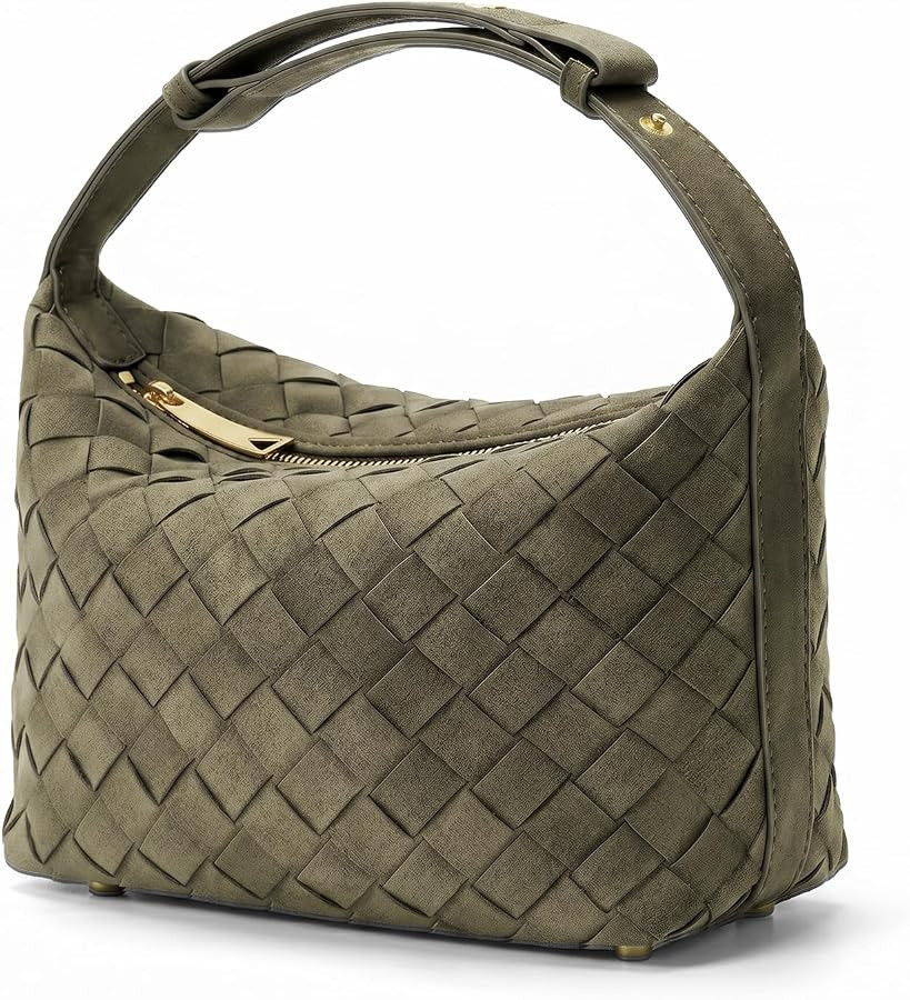 Woven Suede Shoulder Bag,Vegan Leather Hobo Handbag for Women | Amazon (US)