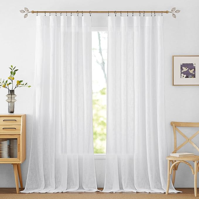 RYB HOME Extra Long Sheer Curtains Semi Transparent Drapes Boho Window Decor for Living Room Bedr... | Amazon (US)