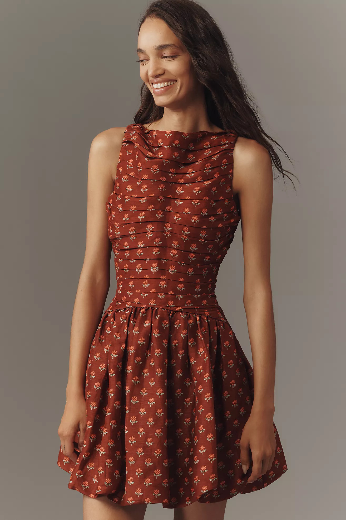 Lovaan Val Linen-Silk Blend Bubble Mini Dress | Anthropologie (US)