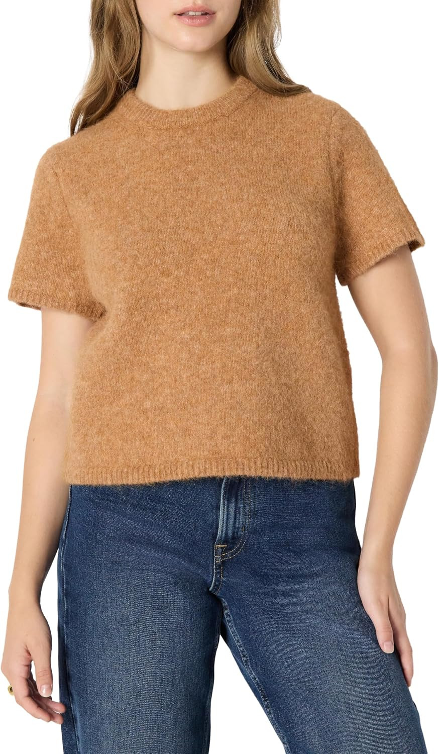 Amazon Essentials Women's Relaxed-Fit Faux Mohair Short Sleeve Sweater Top | Amazon (US)
