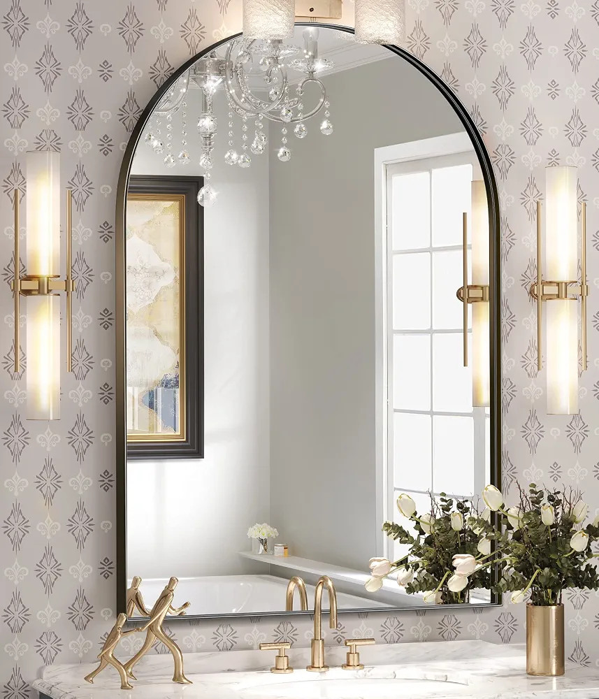 Brightify Arched Mirror, 30 x 40 Inch Black Arch Mirror, Metal Frame Black Arched Wall Mirror, Ar... | Amazon (US)