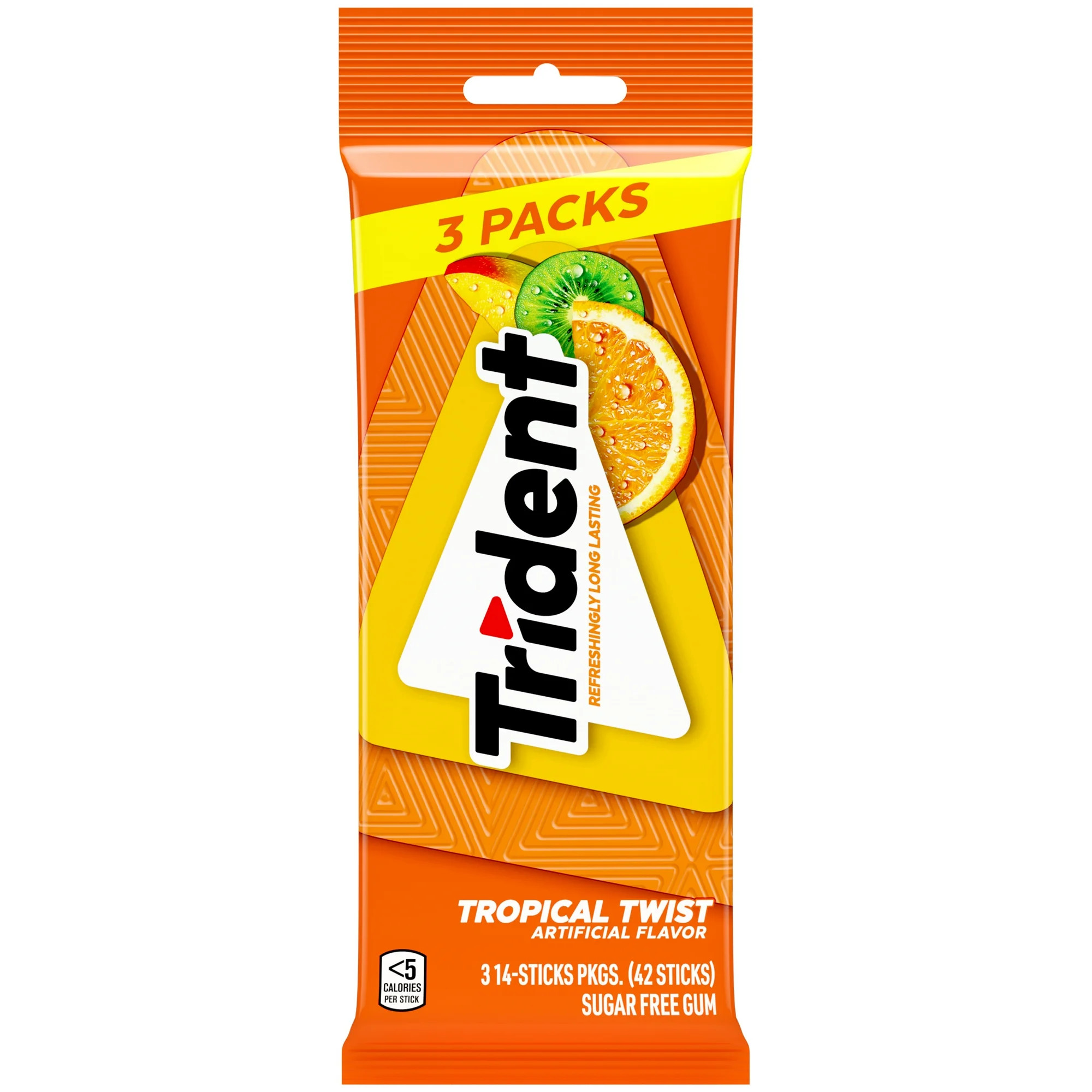 Trident Sugar Free Gum, Tropical Twist, 3 Packs of 14 Regular Size Pieces (42 Total Pieces) - Wal... | Walmart (US)
