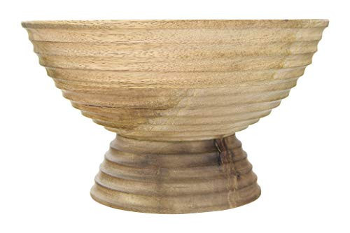 Creative Co-Op DF2440 Ridged Mango Wood Footed Bowl, Brown, 5 quarts, Large | Amazon (US)