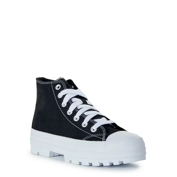 No Boundaries Women's High Top Canvas Lug Sneakers (Wide Width Available) - Walmart.com | Walmart (US)