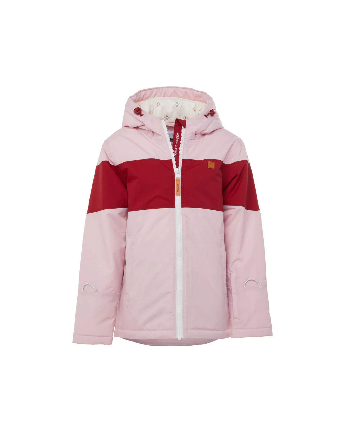Kids Ballerina Pink Winter Coat with Red Rugby Stripe | Northern Classics