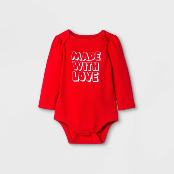 Baby 'Made With Love' Long Sleeve Bodysuit - Cat & Jack™ Red | Target