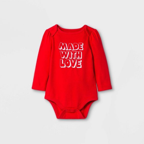 Baby 'Made With Love' Long Sleeve Bodysuit - Cat & Jack™ Red | Target