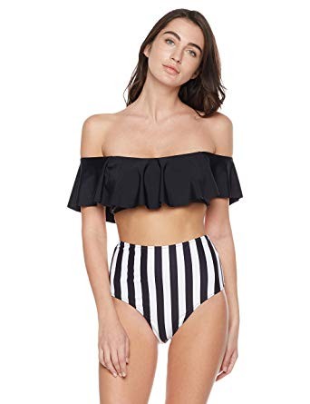 Bloom Muse Women's High Waisted Swimsuit Two Piece Bathing Suit Ruffle Bikini Set Off Shoulder Sw... | Amazon (US)