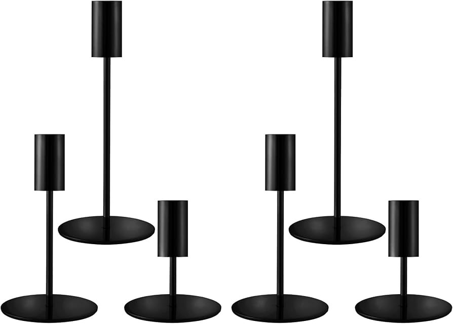 Black Candlestick Holders, Taper Candle Holders, Set of 6, 3 Heights | Amazon (US)