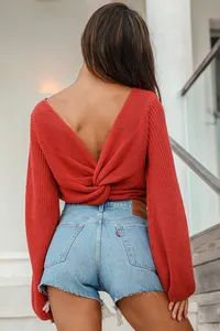 Let's Get Away Rust Red Knit Twist Back Sweater | Lulus (US)