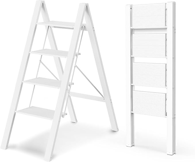 WOA WOA 4 Step Ladder, Foldable Step Stool, Aluminum Lightweight Ladder for Home Kitchen Closet, ... | Amazon (US)