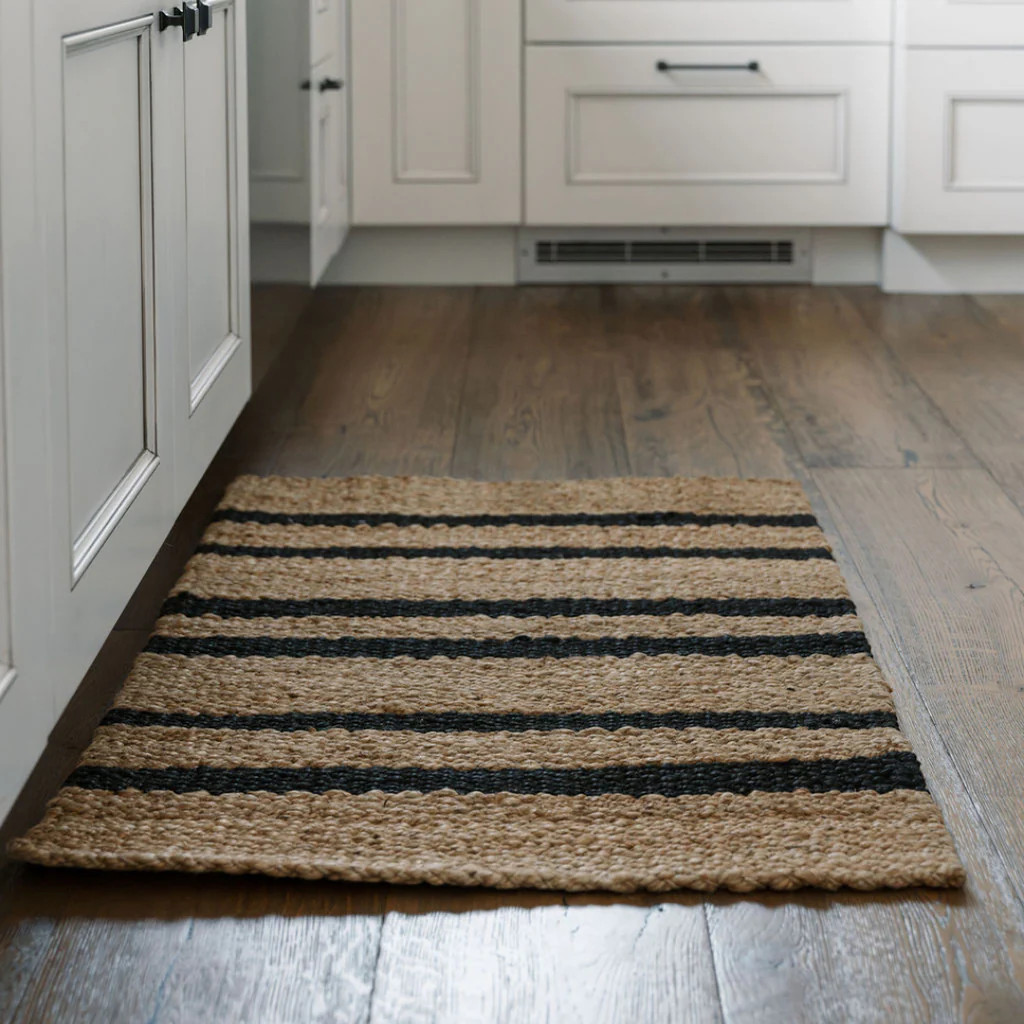 Natural and Black Striped Jute Rug | CG Hunter