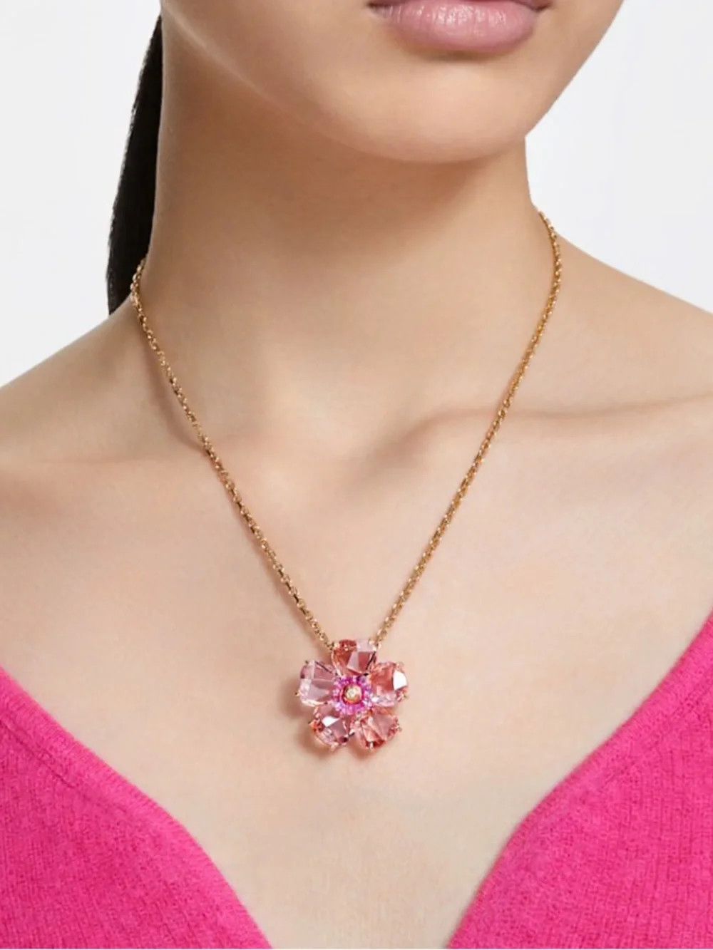 NWOT Swarovski Pink Idyllia Flower Necklace | Poshmark