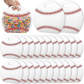 AKAIXI 24pcs Baseball Snack Bags with Handles Reusable Sealed Treat Bags, Stand-up Bottom Goodie ... | Amazon (US)