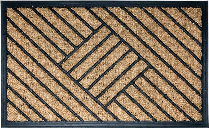 NIKKY HOME Coir Welcome Doormat Non Slip Front Door Mat with Pattern - 18" X 30" | Amazon (US)