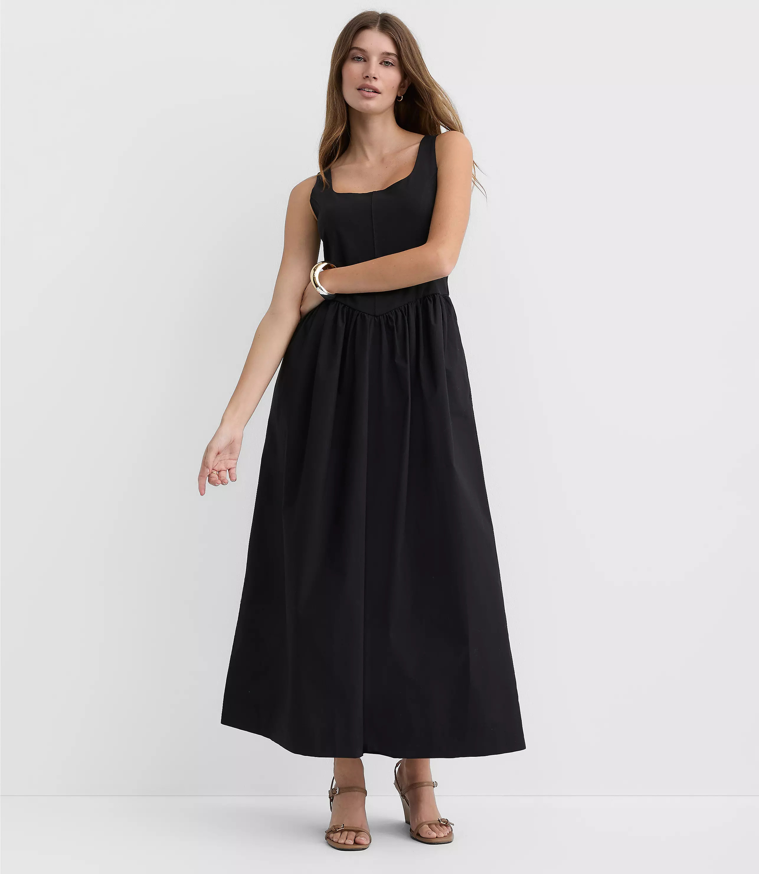 Bustier Mixed Media Midi Pocket Dress | LOFT