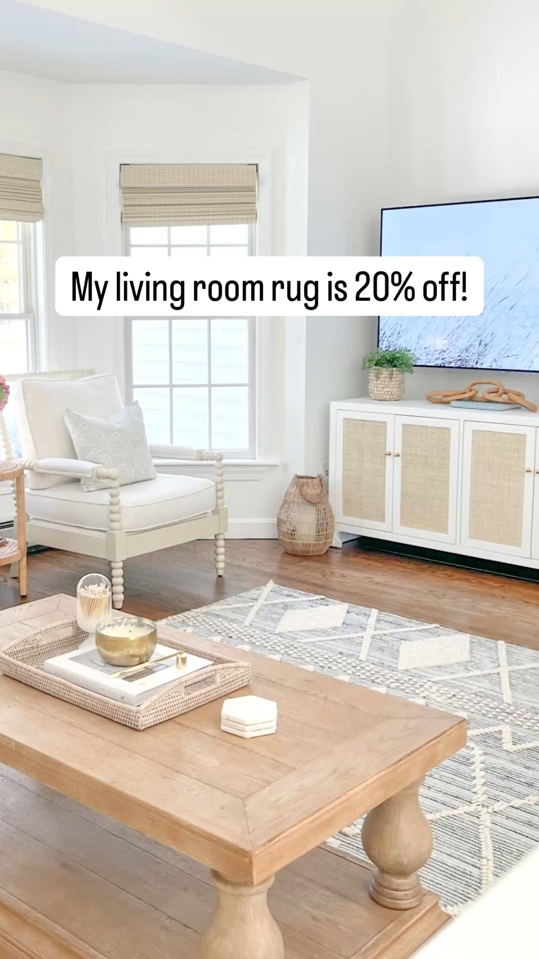 Several items in my living room are 20% off through Tuesday (5/5) - including my rug & woven pendant light! 
----------- 
Living room decor, living room furniture, coastal living room, coastal home decor, coastal style, white sideboard, wayfair sideboard, woven sideboard, console table, tv stand, media center, faux plant, river grass planter, neutral sideboard, coastal interiors, beach house style, beach home, beach style, faux fern, hand woven bamboo lantern, rattan chain link, woven chain links, amazon coffee table books, coastal coffee table books, picture frames, photo frames, faux plants, planters, amazon decor, amazon home accessories, coastal decor, coastal interiors, beach home, beach house decor, beach home style, neutral coffee table, Ryder rug, blue & white rugs, coastal rugs, Serena & Lily rugs, living room rug, 8x10 rugs, 9x12 rugs, 10x13 rugs, 5x8 rugs, coastal pillows, living room pillow covers, coastal pillows, neutral pillow cover, blue pillow cover,  living room furniture, woven shades, woven blinds, coffee table decor, rattan serving tray, Amazon candle, coffee table book, Amazon coffee table books, candle wick trimmer, blue table lamp, coastal table lamp, blue and white living room, blue and white decor

#LTKHome #LTKSaleAlert
