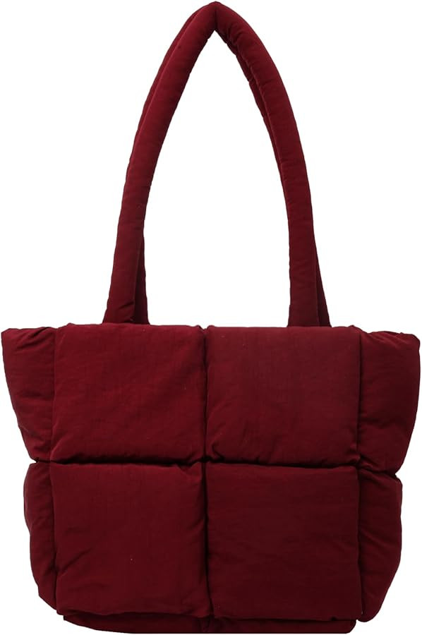 Quilted Puffy Nylon Tote Shoulder Bag Women Casual Handbags Large Soft Puffer Cotton Padded Purse... | Amazon (US)
