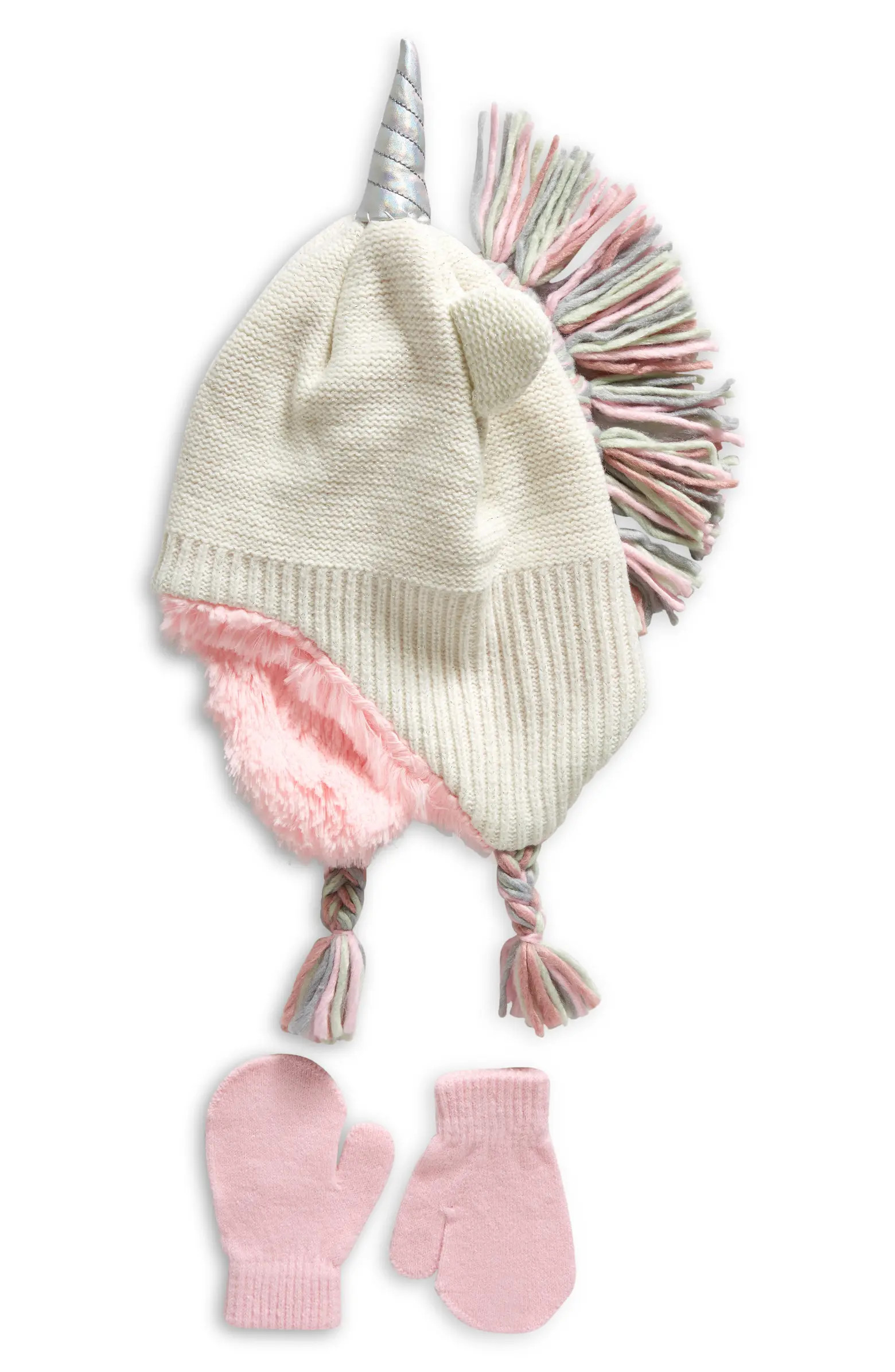 Kids' 2-Piece Knit Unicorn Earflap Hat & Mittens Set | Nordstrom