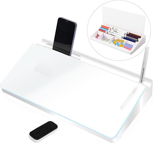 Glass Desktop Whiteboard Dry Erase Board Computer Keyboard Stand Desk White Board Organizers with... | Amazon (US)