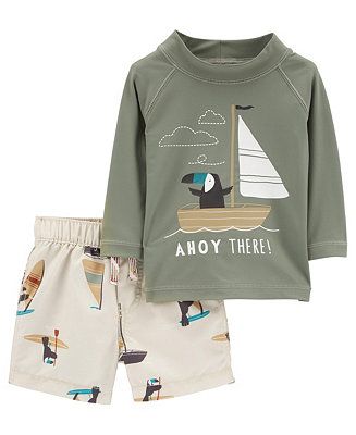 Baby Boys 2-Piece Sailboat Puffin Rashguard Set | Macys (US)