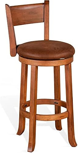 Sunny Designs Sedona 30" Mahogany Wood Swivel Barstool in Rustic Oak | Amazon (US)