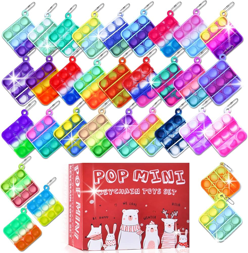 32 Pcs Mini pop Keychain Fidget Toys Stress Relief Hand Toys, Valentines Day Gifts for Kids Mini ... | Amazon (US)