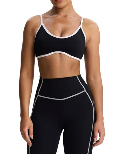 Aoxjox Women's Color Block Workout Sports Bras Fitness Lexi Lined Strappy Bra Athletic Yoga Crop ... | Amazon (US)