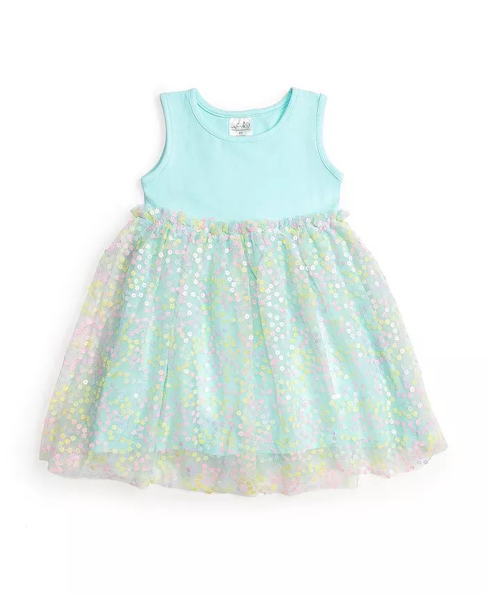 Little and Big Girls Robin's Egg Confetti Flower Tank Tutu Dress | Macy's
