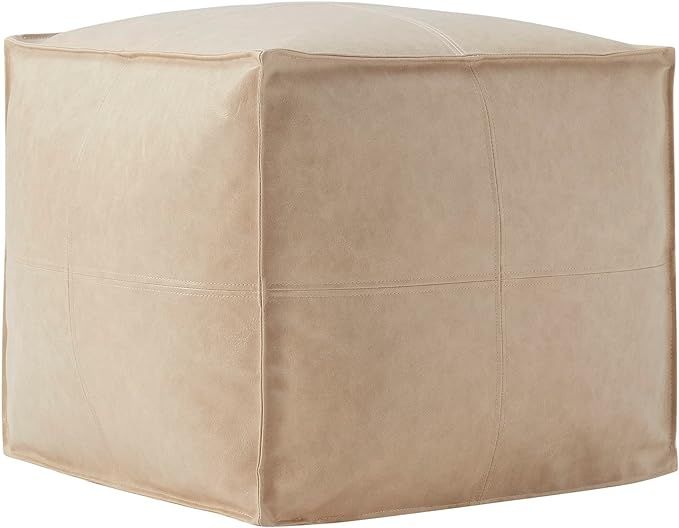 Ornavo Home Faux Leather Unstuffed Square Boho Moroccan Pouf Ottoman, Floor Footrest Cushion for ... | Amazon (US)