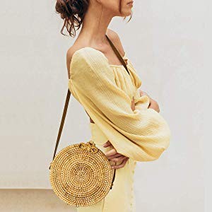 Round Rattan Bag for Women Lefur Handwoven Straw Bag Beach Crossbody Purse with Shoulder Straps L... | Amazon (US)