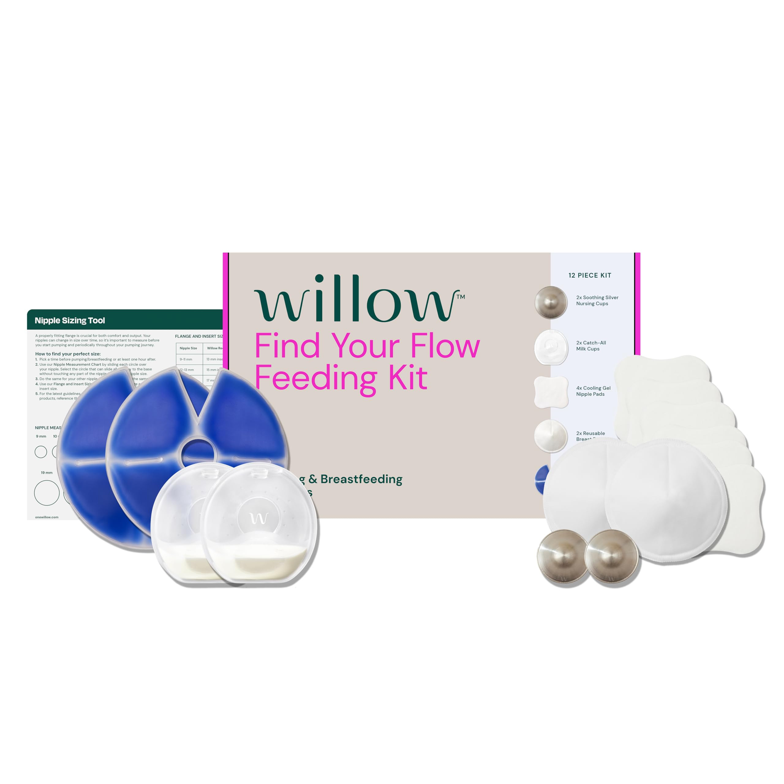 Willow Find Your Flow Feeding Kit, 13-Piece Breastfeeding Essentials Kit, Nipple Protection & Pai... | Amazon (US)