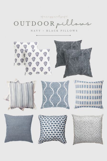Per your request, here’s a round up of some affordable outdoor pillows for your patio! Here’s a collection of navy blue and black pillows.

#LTKSeasonal #LTKhome #LTKsalealert