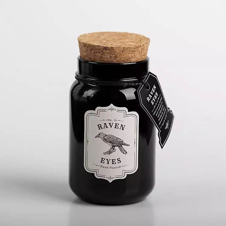 New! Black Raven Eyes Halloween Jar Candle | Kirkland's Home