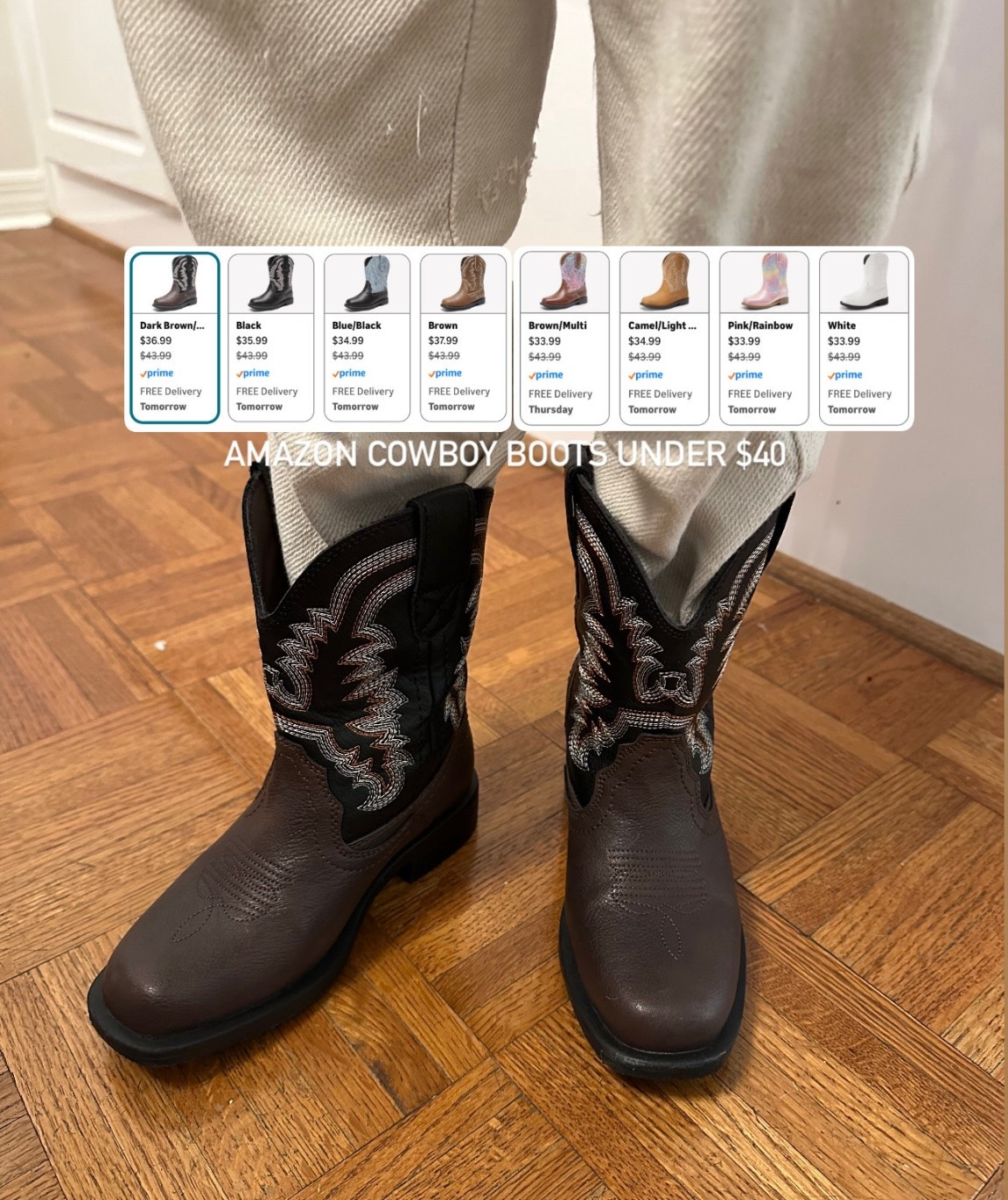 Amazon cowboy boots under $40 | toddler and little kid cowboy cowgirl boots | footwear for kids | black and brown boots 

#LTKKids #LTKShoeCrush #LTKSaleAlert