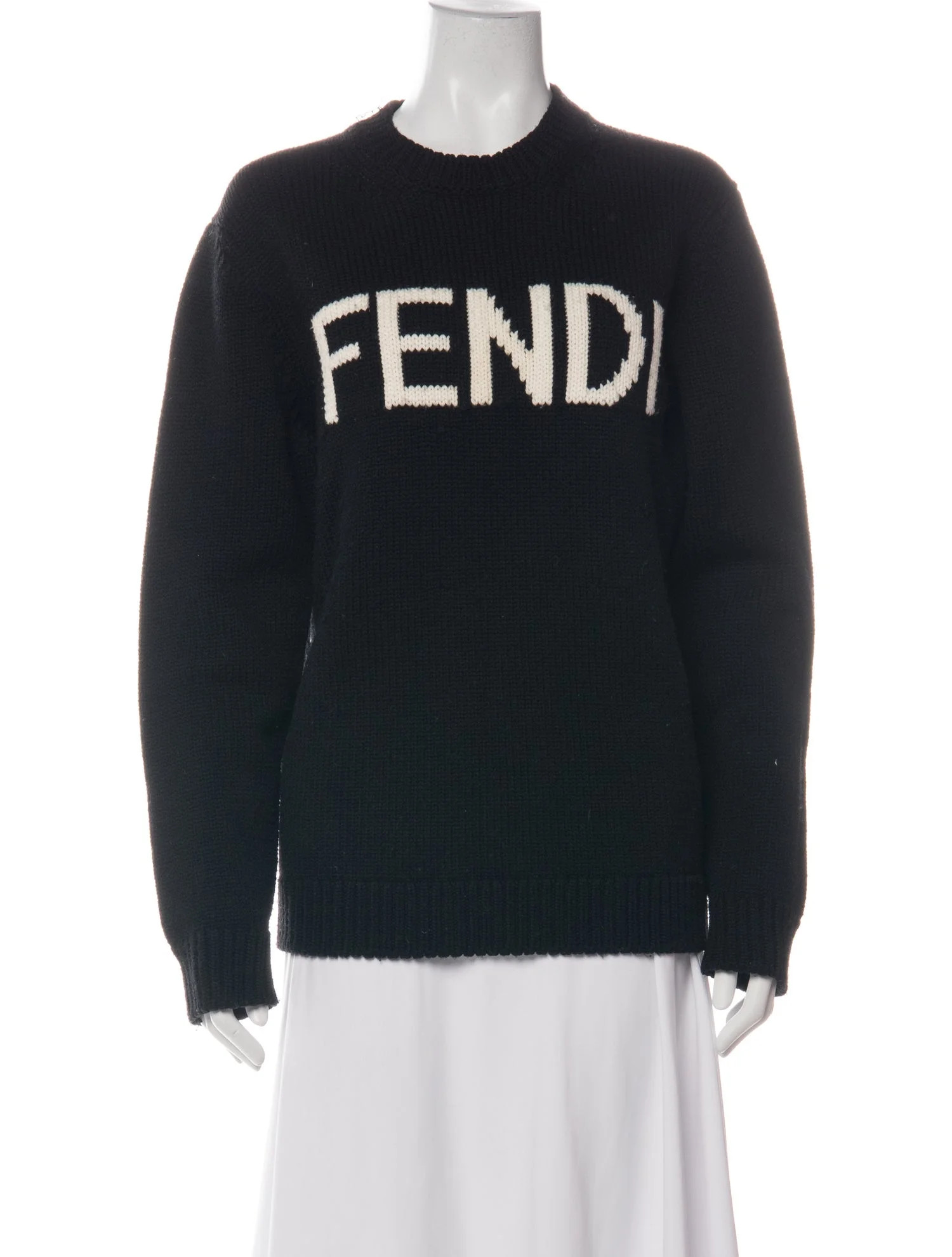 Fendi Wool Graphic Print Sweater - Black Knitwear, Clothing - FEN435549 | The RealReal | The RealReal