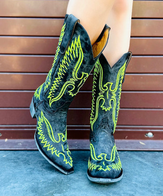L 483-9 OLD GRINGO EAGLE CRUZ BLACK NEON GREEN EMBROIDERED 13" COWGIRL BOOTS  | eBay | eBay US