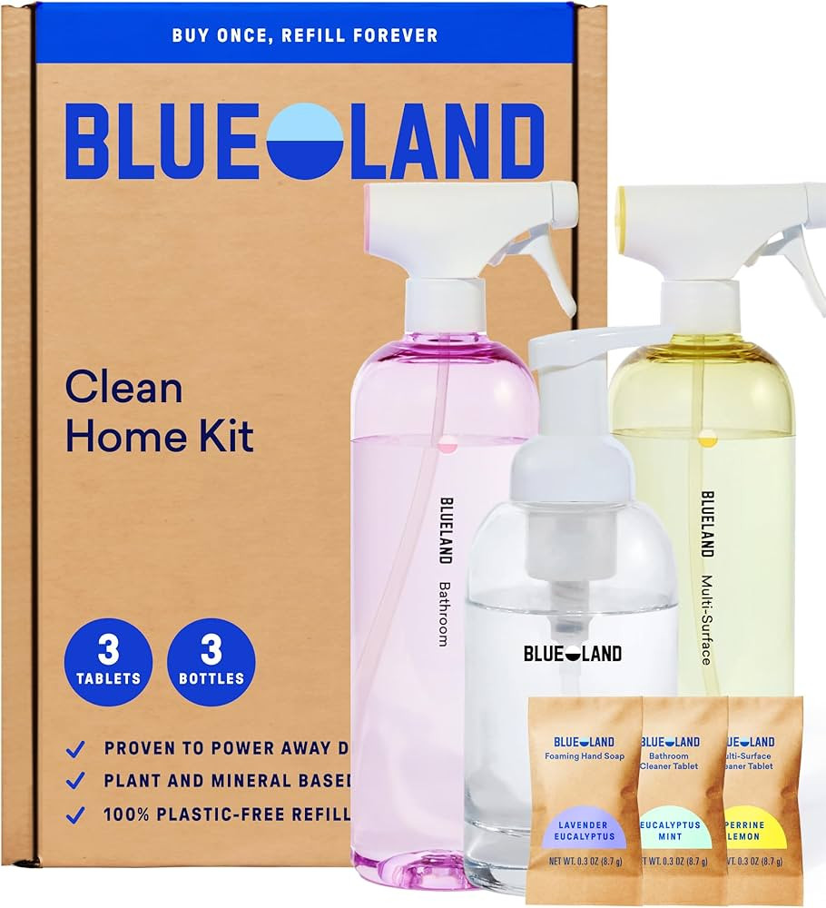 BLUELAND Clean Home Kit, 3 Reusable Bottles with 3 Tablets, Makes 1 Bottle Each of Foaming Hand S... | Amazon (US)