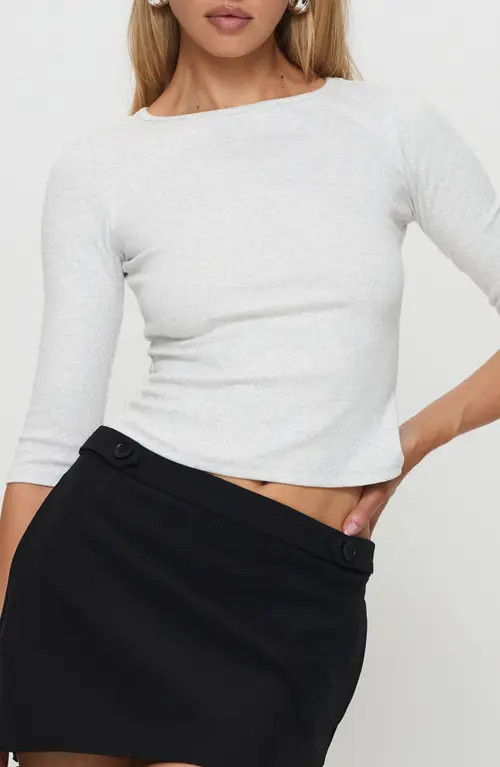 Princess Polly Elaia Stretch Recycled Cotton Top in Grey Marle at Nordstrom, Size 4 | Nordstrom