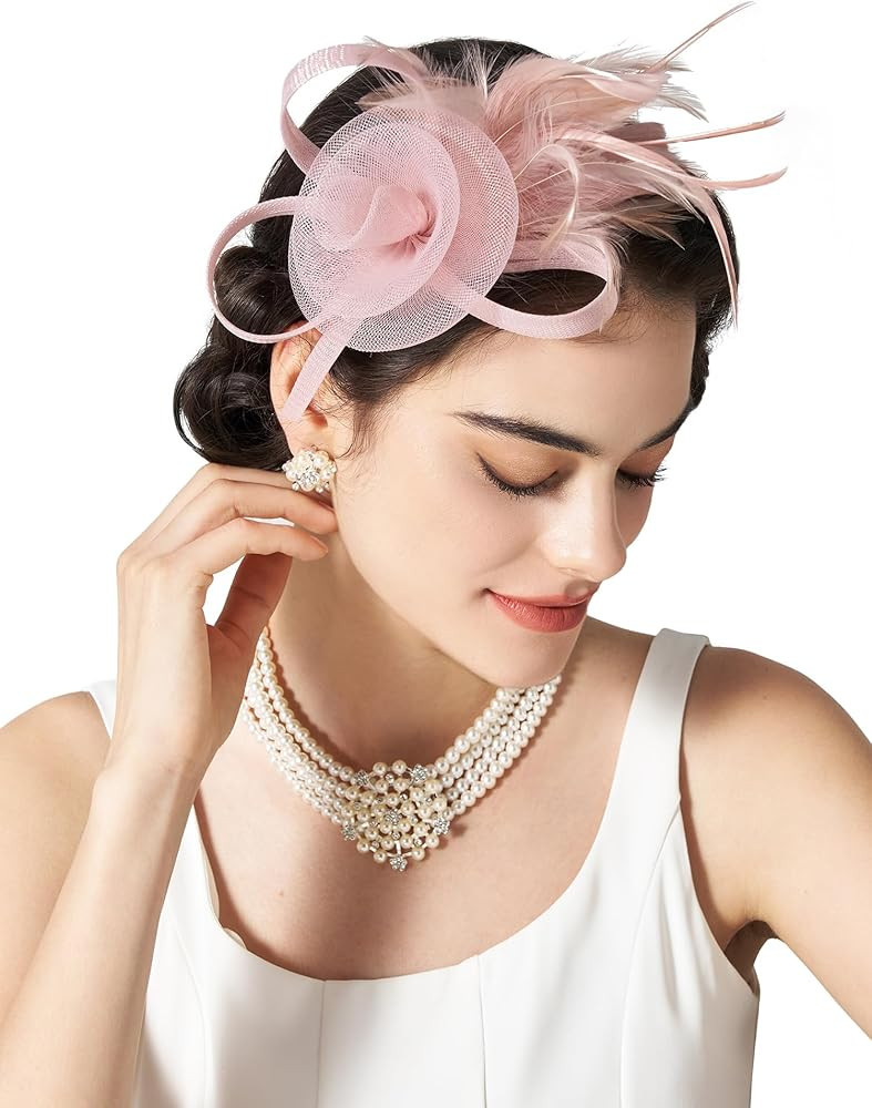 SWEETV Tulle Fascinators for Women, Tea Party Hats for Kentucky Fascinators Derby, Cocktail, Wedd... | Amazon (US)