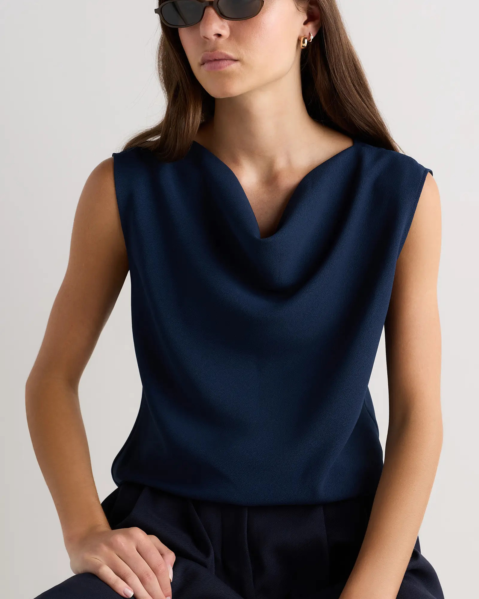 Draped Matte Cowl Neck Tank | Quince