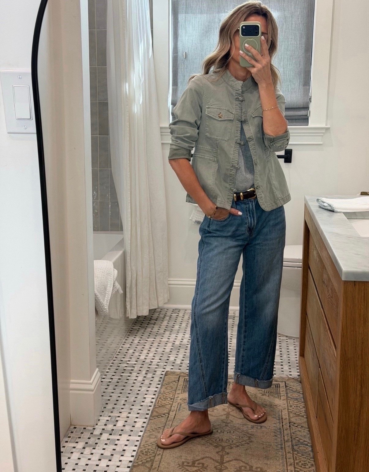 OOTD, I’m 5’6’’.
-Pistola pre-cuffed pant size down one size for true fit, 2 for tighter fit. DISCOUNT CODE TAMMY15
-Jenni Kayne vintage deep pocket top size XS
-J Jill green jacket size XS
-Tkees flip flops
-Aritzia legendary belt

#LTKootd #LTKgrwm #LTKSeasonal