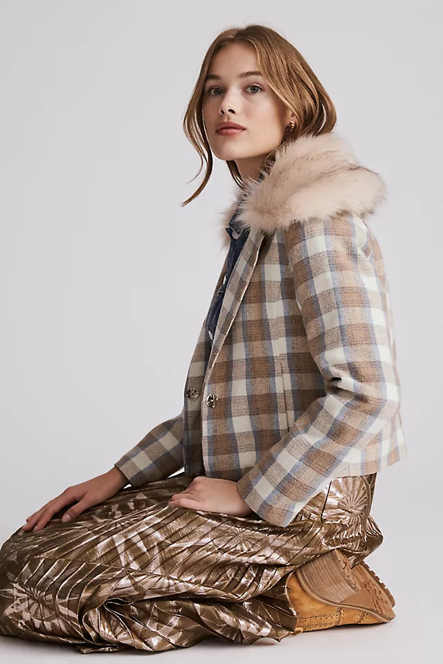 Plaid Faux Fur-Trimmed Jacket | Anthropologie (US)