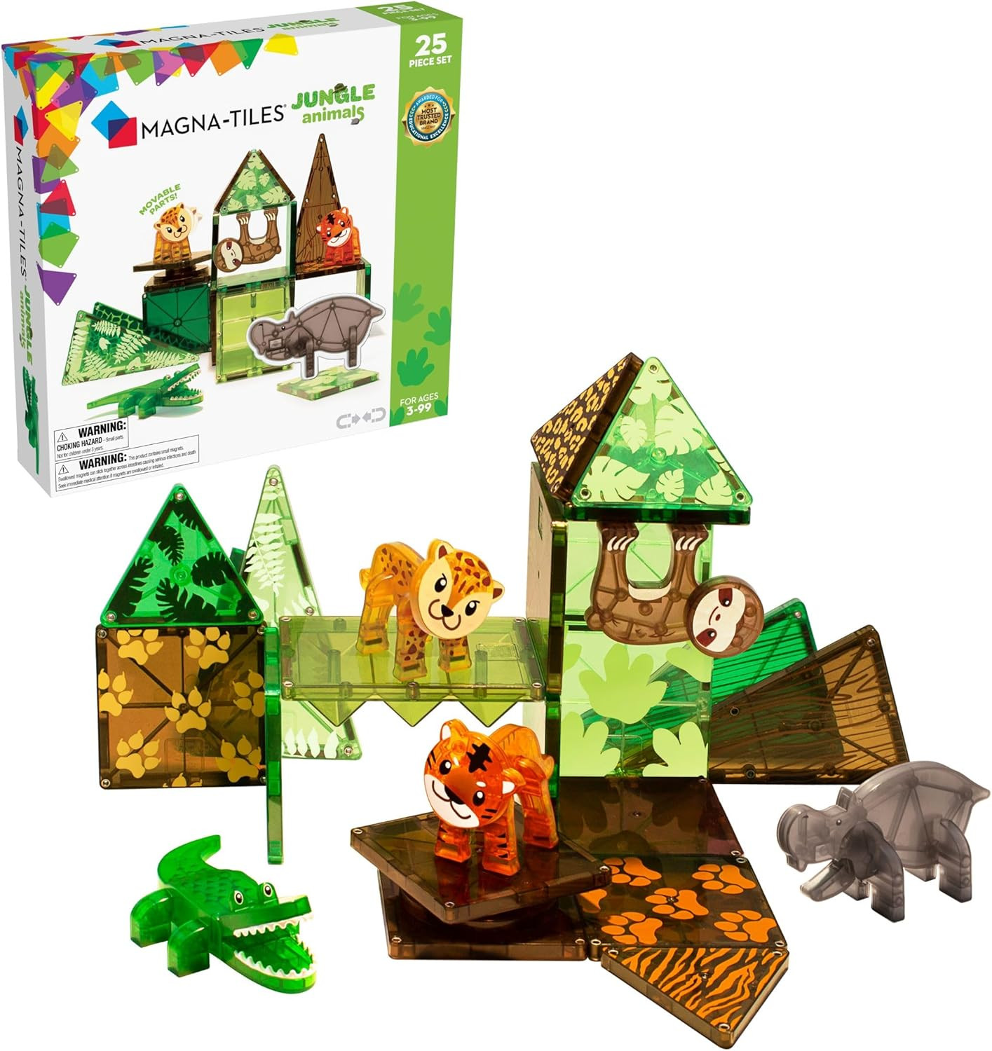 MAGNA-TILES Jungle Animals 25-Piece Magnetic Construction Set, The ORIGINAL Magnetic Building Bra... | Amazon (US)