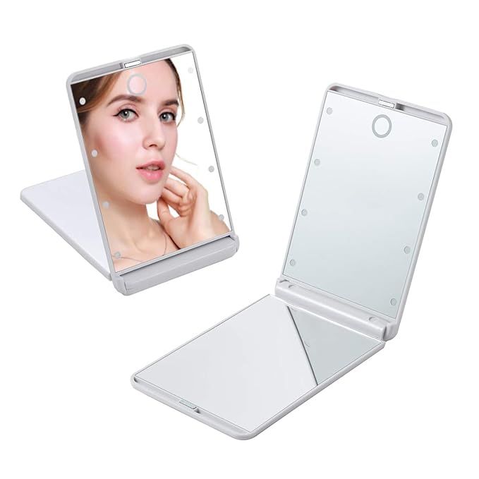 Feruaro Travel Mirror, Portable LED Lighted Makeup Mirror with 8 Dimmable Led Lights, Touch Switc... | Amazon (US)
