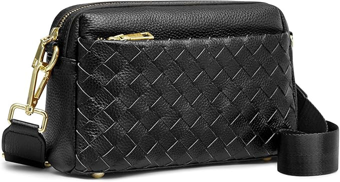 Kattee Woven Bag for Women, Small Soft Genuine Leather Shoulder Purses and Handbags Crossbody | Amazon (US)