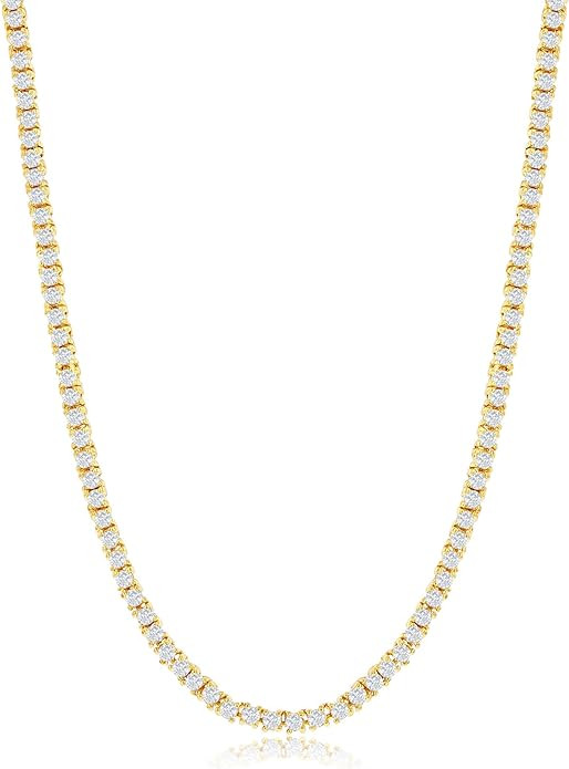 NYC Sterling Women's Magnificent 2mm Round Cubic Zirconia Tennis Necklace | Amazon (US)