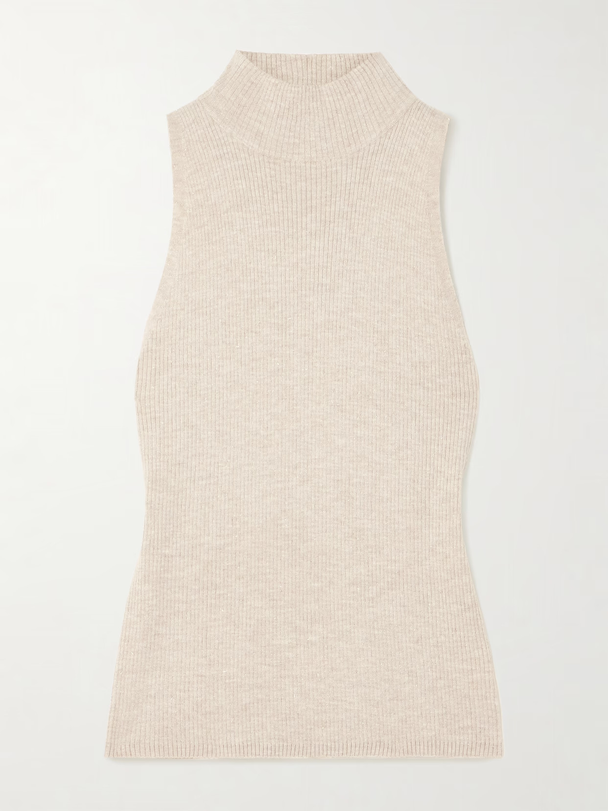 Brunello Cucinelli - Metallic Ribbed-knit Turtleneck Tank - Beige | NET-A-PORTER (UK & EU)