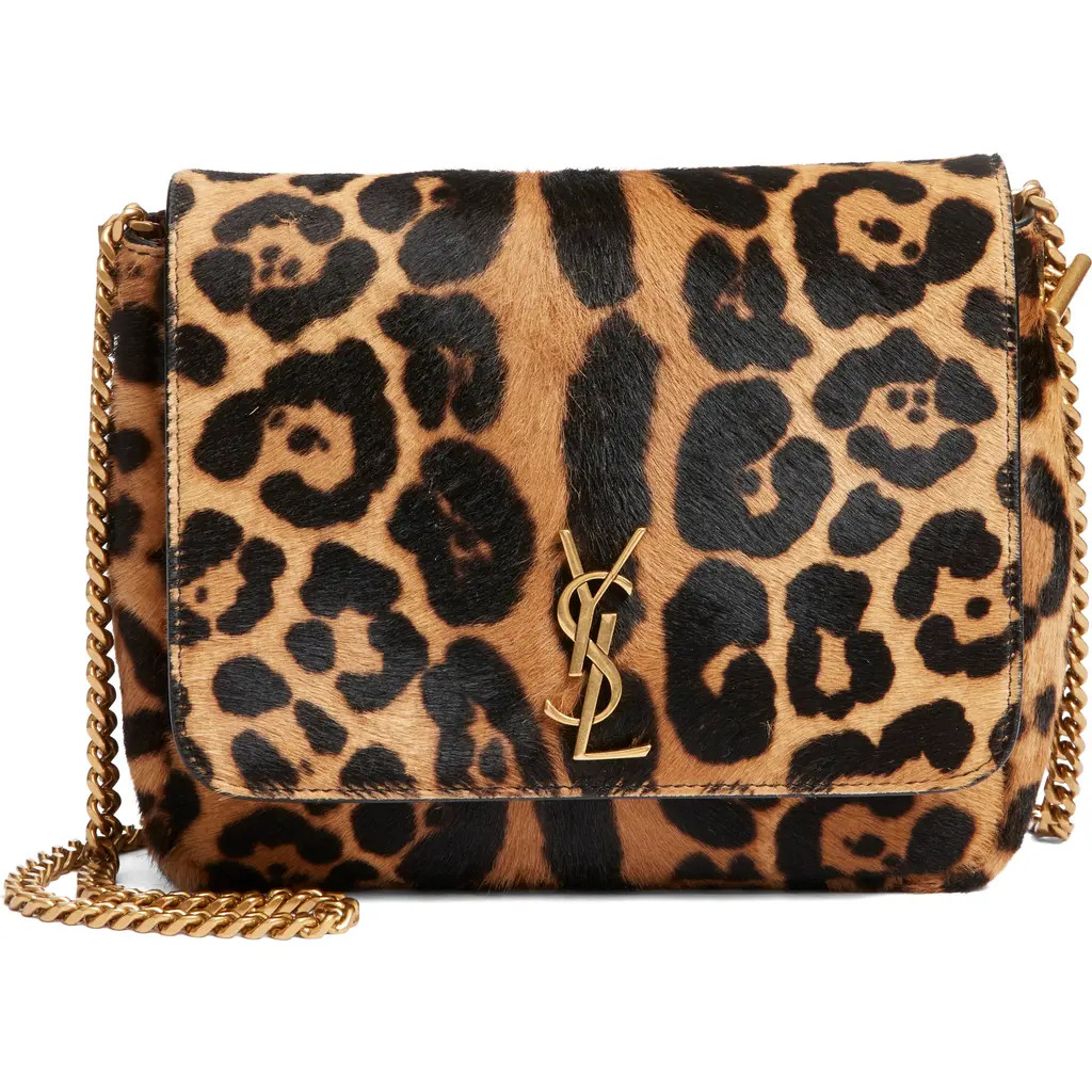 Saint Laurent Kate Genuine Calf Hair Supple Shoulder Bag in Brown/Noir at Nordstrom | Nordstrom